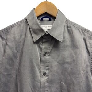 Teddy Stratford Men's Size 2 (Small) Gray Button Zip Up Long Sleeve Oxford Shirt